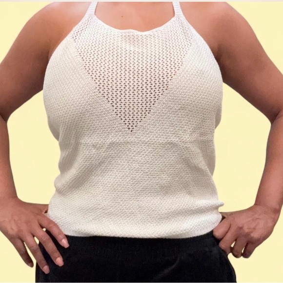 None Tops - NWT White Knit Halter Top size XL